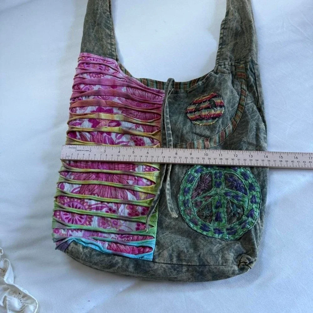 y2k patchwork crossbody bag  y2k patchwork boho sling bag one size - Picture 4 of 6